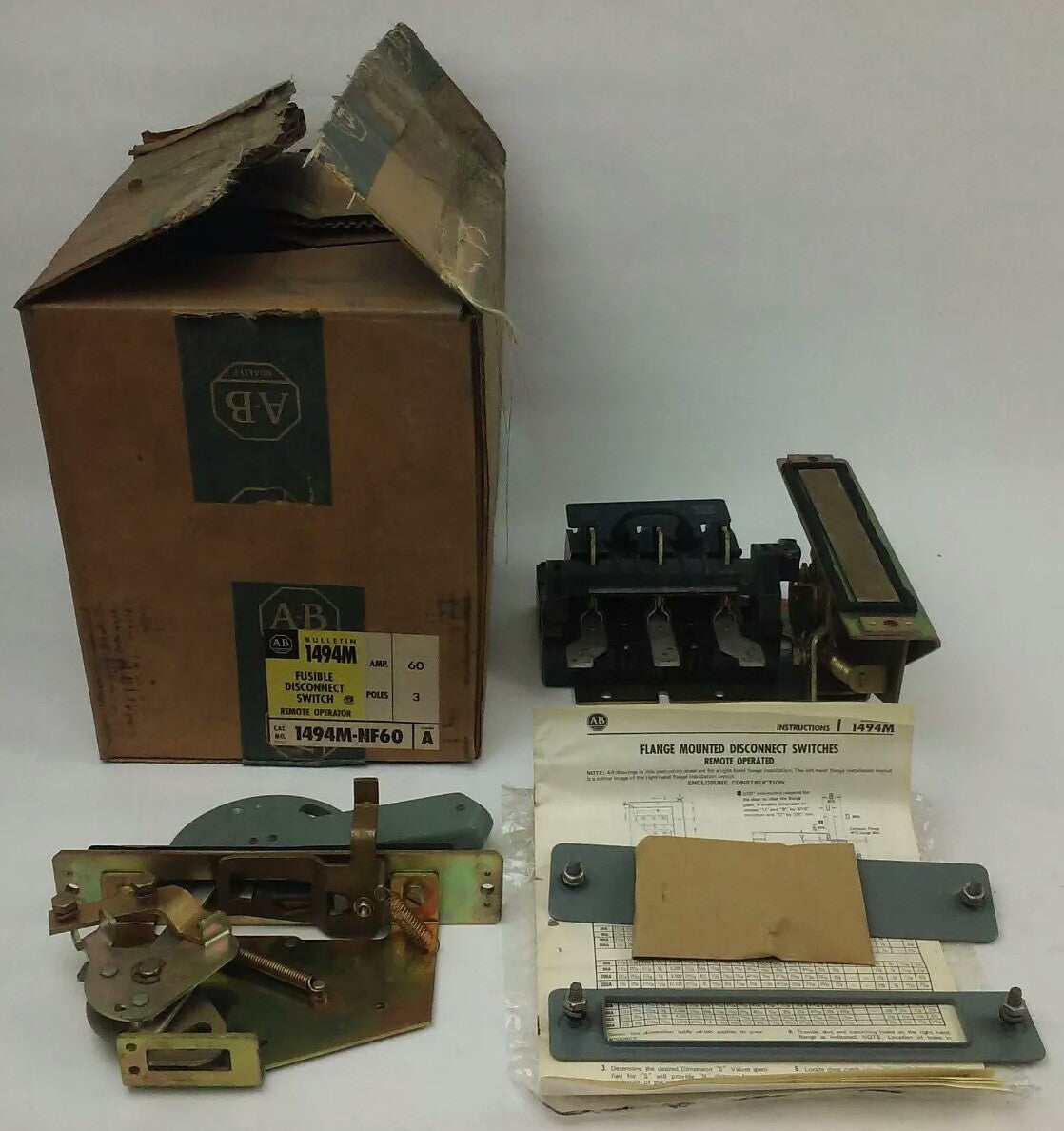 ALLEN BRADLEY 1494M-NF60 SER. A, FUSIBLE DISCONNECT SWITCH, 3P, 60A, 600V-250DC
