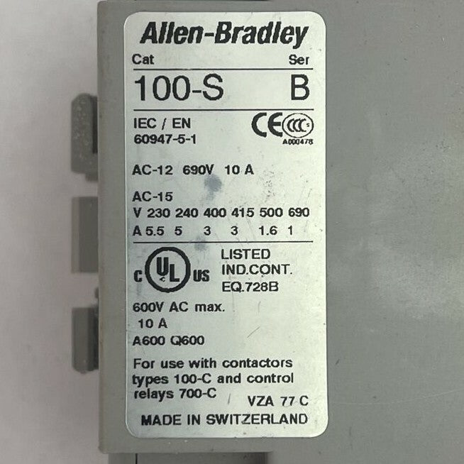 ALLEN BRADLEY 700-CF400D* CONTACTOR  SER A 600VAC 25A COIL 24VDC 100-S SER B