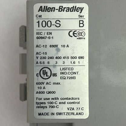 ALLEN BRADLEY 700-CF400D* CONTACTOR  SER A 600VAC 25A COIL 24VDC 100-S SER B