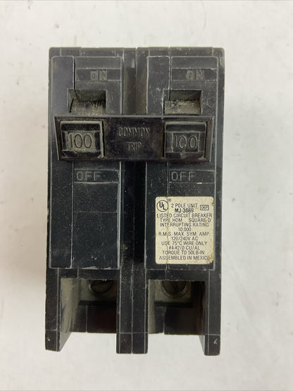 SQUARE D HOM2100 CIRCUIT BREAKER 100AMP 120/240VAC 2POLE