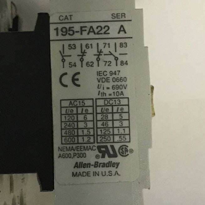 ALLEN BRADLEY 100-A24NZ*3 SER.B W/ 195-BA01 SER.A & 195-FA22 SER.A ***LOTOF2***