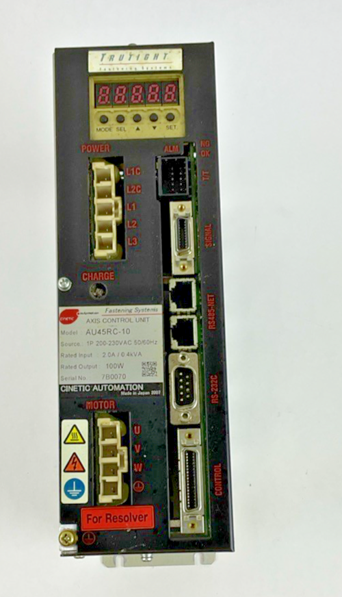 CINETIC AUTOMATION AU45RC-10 AXIS CONTROL UNIT 230VAC 2.0A/0.4KVA 100W 50/60HZ