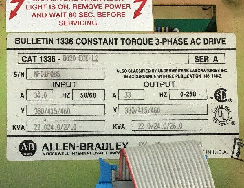 ALLEN BRADLEY 1336-B020-EOE-L2 AC DRIVE***PARTS ONLY***SEE PICTURES***