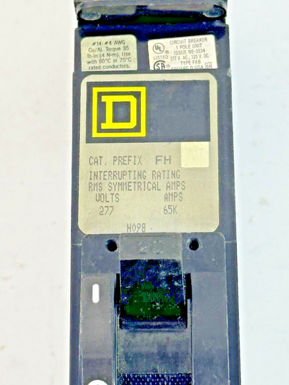 SQUARE D - FHB16020A - I-LINE MOLDED CASE CIRCUIT BREAKER - 1 POLE/ 20 A/ 277VAC