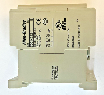 ALLEN BRADLEY 700-K22Z-*  CONTROL RELAY SER.B 600VAC 10A ****LOTOF2****