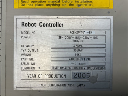 DENSO RC5-SMT4A-BN ROBOT CONTROLLER 200/230VAC 3PH 3.3KVA 3050W