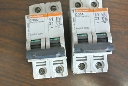 LOT of 7 / MERLIN GERIN CIRCUIT BREAKERS / C30A / C60N D10A / C60N C2, C4, C16