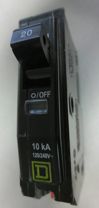 SQUARE D QOB120 CIRCUIT BREAKER 20A 120/240 VAC - SINGLE-POLE - LOT of 10