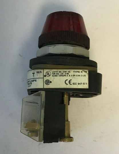 ALLEN BRADLEY 800T-Q24 SER.T RED PILOT LIGHT 24VAC/DC #757 LAMP