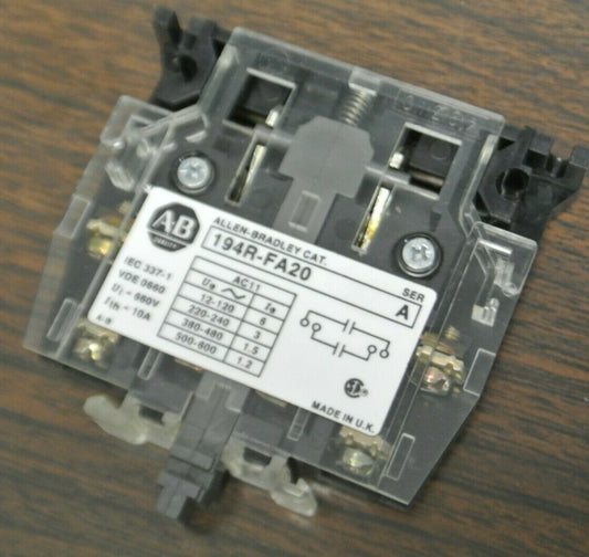 LOT of 4 / ALLEN-BRADLEY 194R-FA20 / AUXILIARY CONTACT / 2 N.C. / NEW SURPLUS
