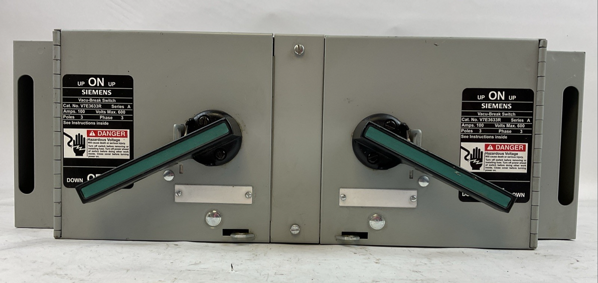SIEMENS V7E3633R SER A 600V 100AMP 3PHASE 3POLE TWIN FUSIBLE VACU-BREAK SWITCH