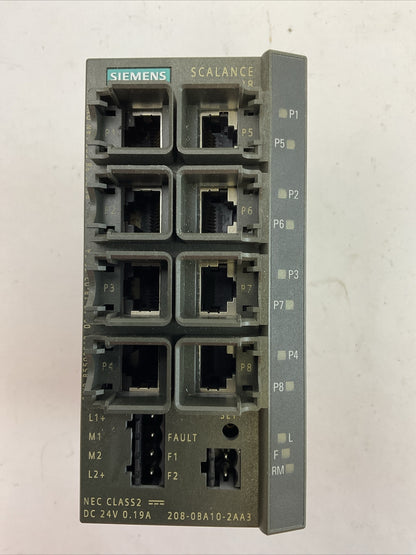 SIEMENS 1P 6GK5208-0BA10-2AA3 SIMATIC NET INDUSTRIAL ETHERNET SWITCH V4.2 24VDC