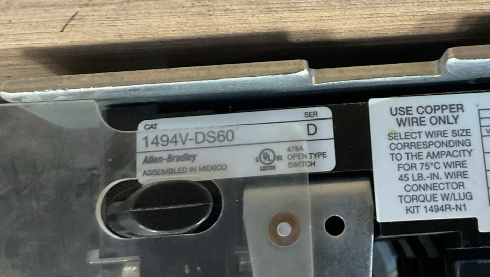 ALLEN BRADLEY 1494V-FS60 SER D  1494D-FS60 SER D 1495-N64 SER A LPJ-50SP FUSES