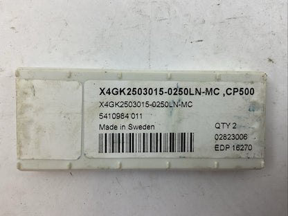 SECO X4GK2503015-0250LN-MC CP500 CARBIDE INSERT (BOX OF 2)