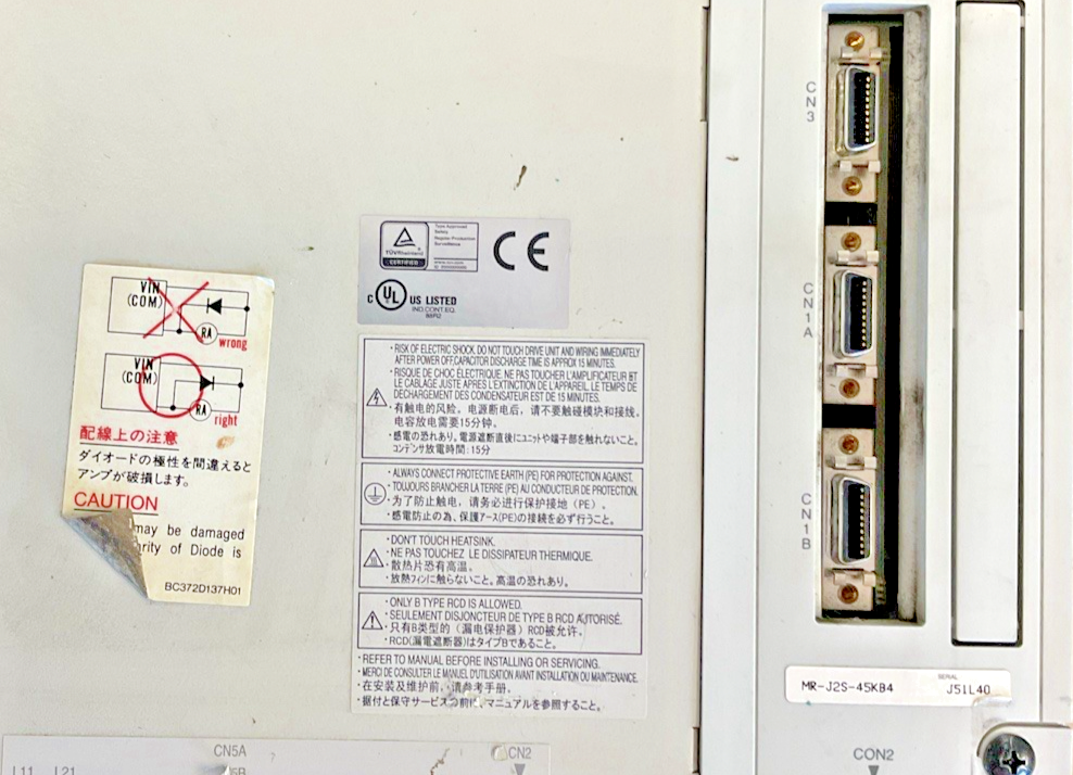 MITSUBISHI MR-J2S-45KBA-QN140 SERVO DRIVE 45KW 93.0A 480VAC