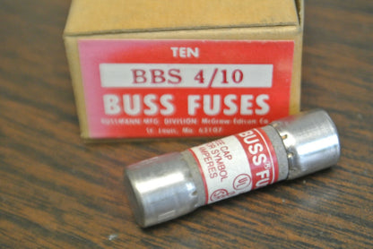 LOT of 9 / BUSS BBS4/10 MIDGET FUSE / 4/10A / 600V / NEW SURPLUS / BBS 4/10