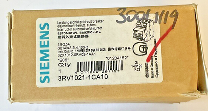SIEMENS 3RV1021-1CA10 MOTOR CONTROL 1.8-2.5A