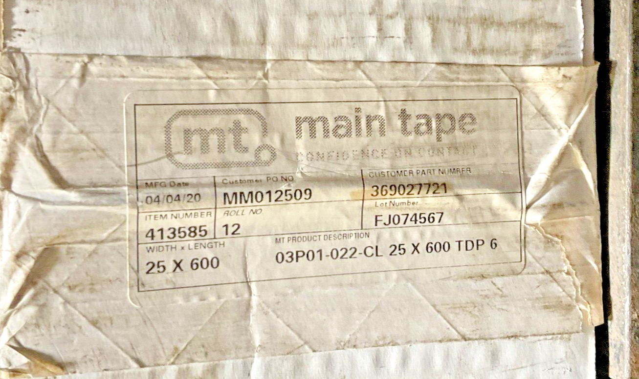 MAIN TAPE 03P01-022-CL FILM TDP 6 25" x 600" ****LOTOF6****