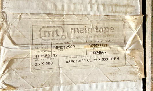 MAIN TAPE 03P01-022-CL FILM TDP 6 25" x 600" ****LOTOF6****