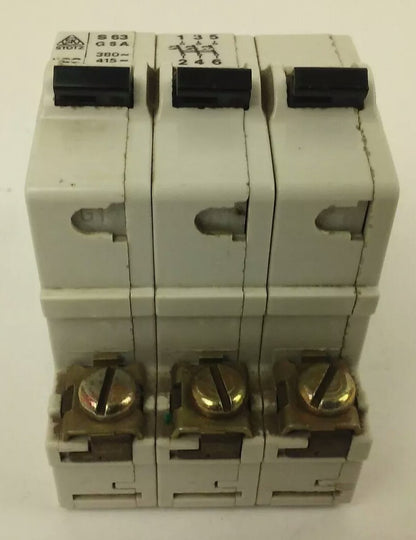 STOTZ-KONTAKT S63 G8A, S63G8A, CIRCUIT BREAKER, 8A, 380V, 415V, 3 POLE, USED