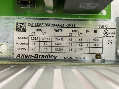 ALLEN BRADLEY 1336F-BRF20-AA-EN-GMS1 AC DRIVE 1336 PLUS II SENSORLESS VECTOR