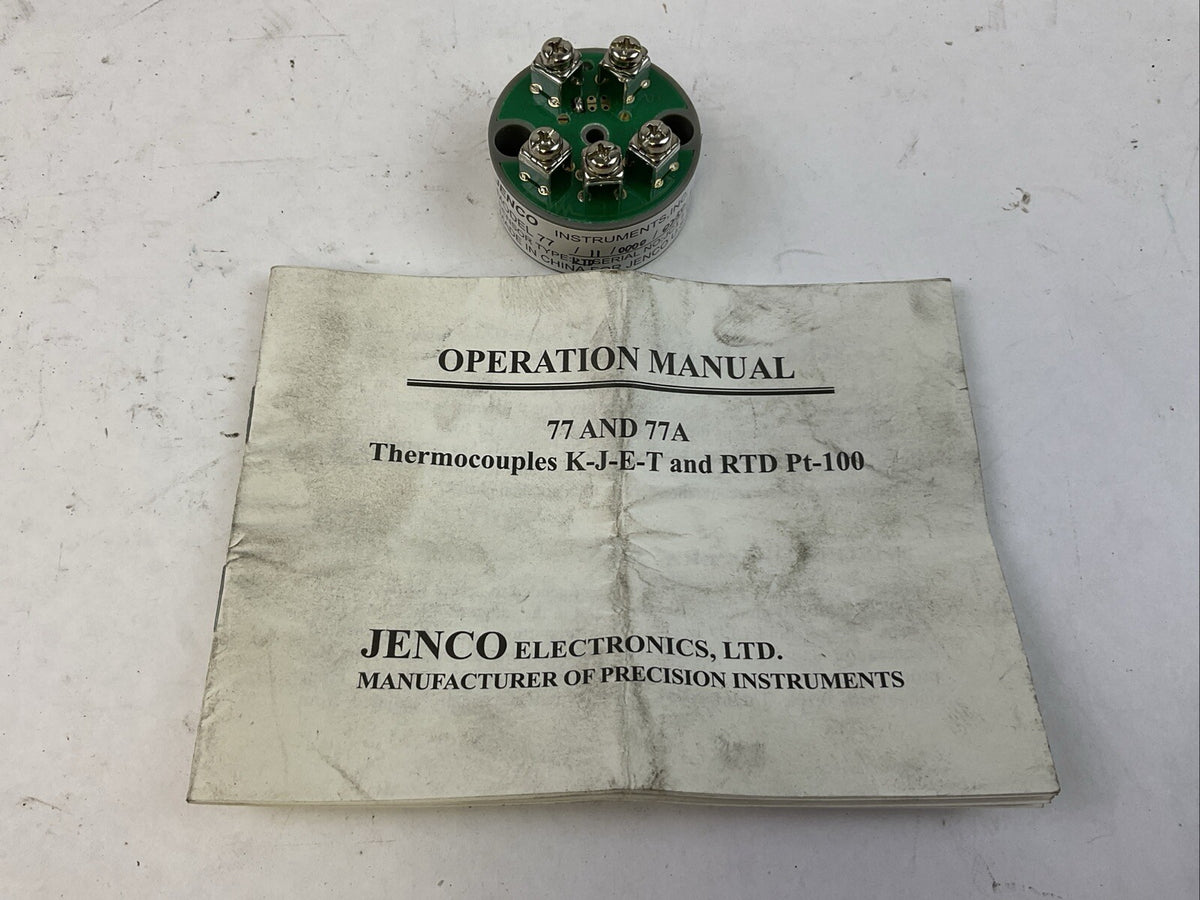 JENCO MODEL 77/11/0000/0250/F TEMPERATURE TRANSMITTER 0-250°F TYPE RTD
