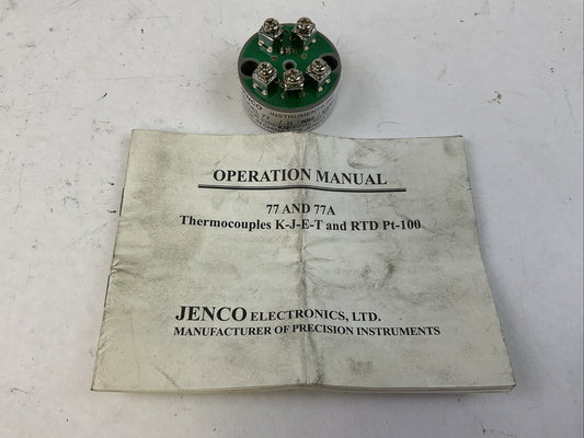 JENCO MODEL 77/11/0000/0250/F TEMPERATURE TRANSMITTER 0-250°F TYPE RTD
