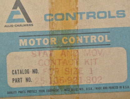 ALLIS-CHALMERS / SIEMENS ALLIS 25-106-921-802 CONTACT KIT / SIZE 1 / NEW SURPLUS