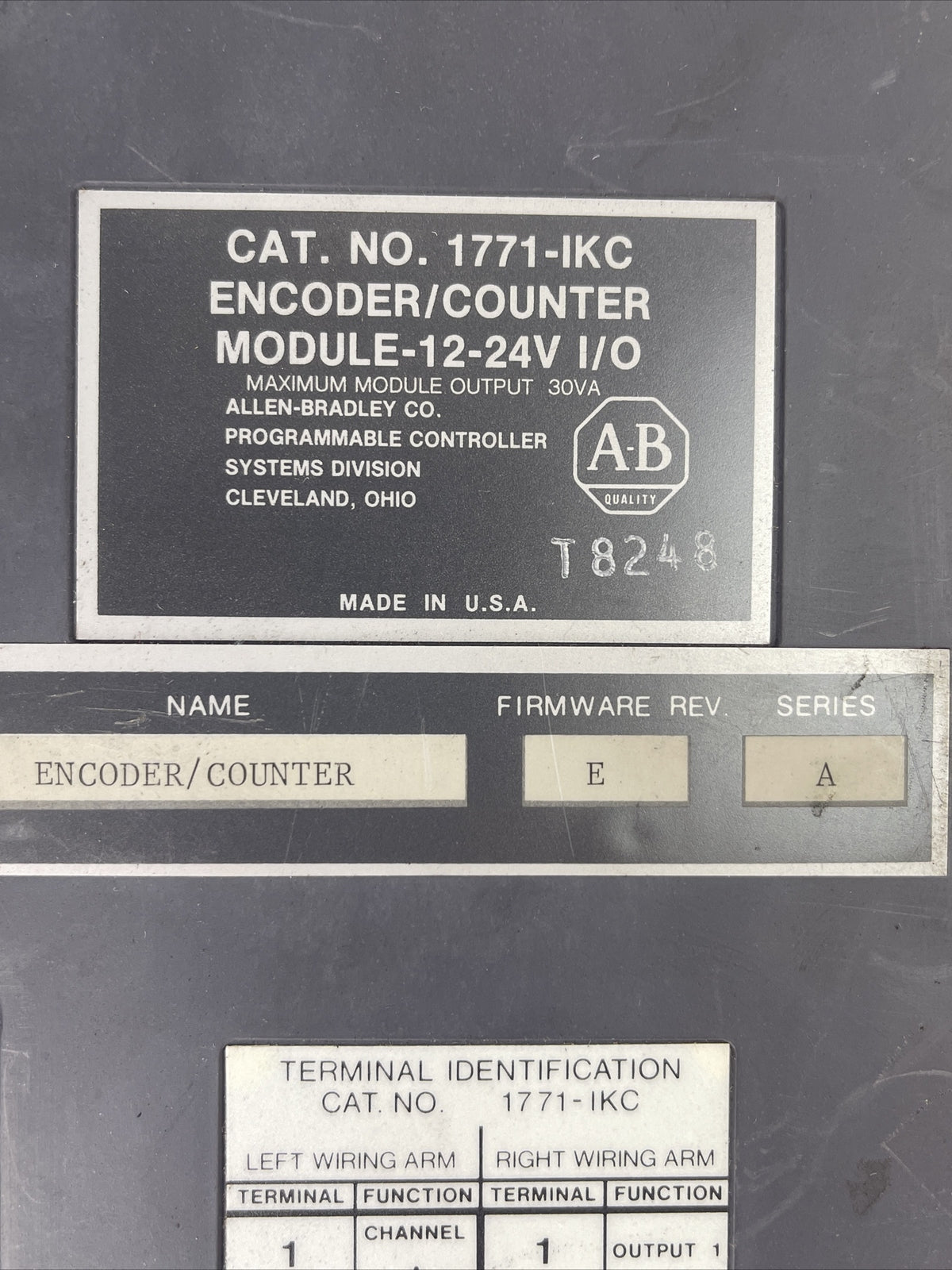 ALLEN BRADLEY 1771-IKC ENCODER/COUNTER MODULE 12-24V I/O SERIES A FIRMWARE REV E