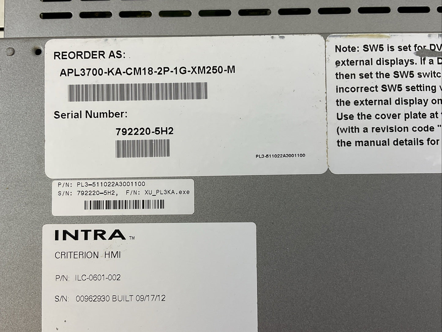 APL3700-KA-CM18-2P-1G-XM250-M INTERFACE INTRA ILC-0601-002 PRO-FACE 6320003-05