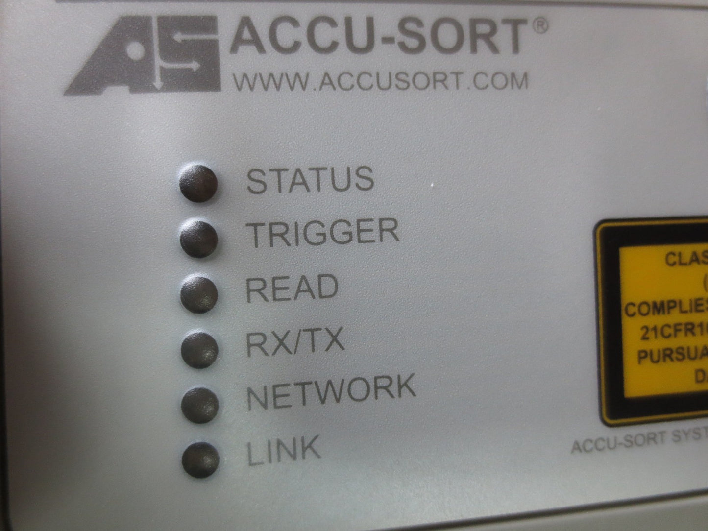 ACCU-SORT AXIOM-X LASER 4L BARCODE SCANNER W/ PS-4024 DC POWER SUPPLY- FOR PARTS