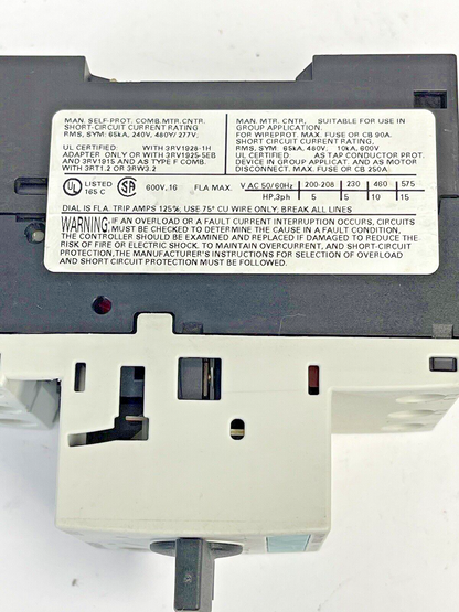 SIEMENS - 3RV1021-4AA10 - CIRCUIT BREAKER / MOTOR PROTECTOR