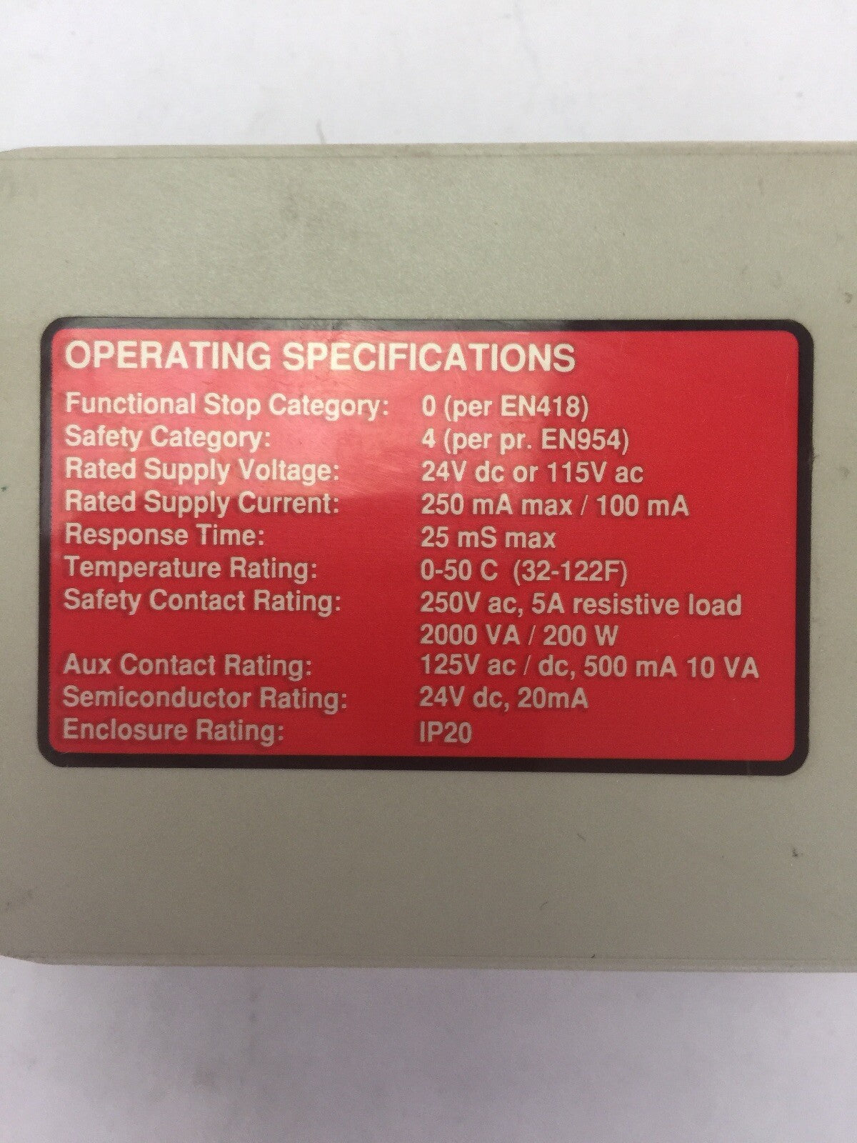 BANNER ES-GA-5A MACHINE SAFETY RELAY 24VDC OR 115VAC 250mA / 100mA