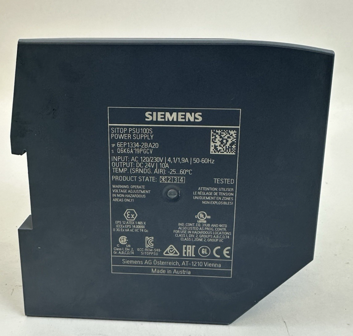 Siemens 6EP1334-2BA20 SITOP Power Supply 24VDC 10A 120/230VAC