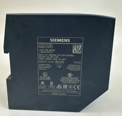 Siemens 6EP1334-2BA20 SITOP Power Supply 24VDC 10A 120/230VAC