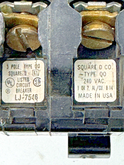 SQUARE D - QO320 - STAB CIRCUIT BREAKER  - 20A/3 POLE/240VAC