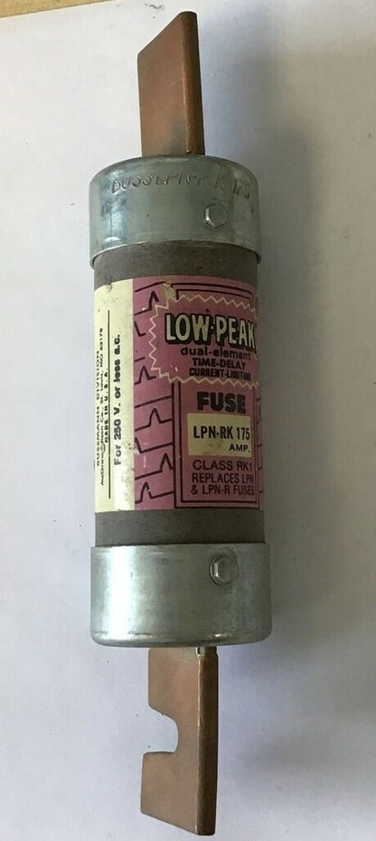 BUSSMANN LPN-RK 175 DUAL ELEMENT LOW PEAK TIME DELAY FUSE 175A 250VAC **LOTOF2**