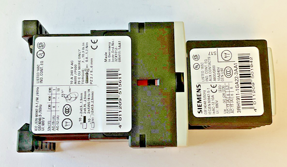 SIEMENS 3ZX1012-0RH11-1AA1 CONTACT  W/ 3RH1911-1GA22-3AA1 RELAY