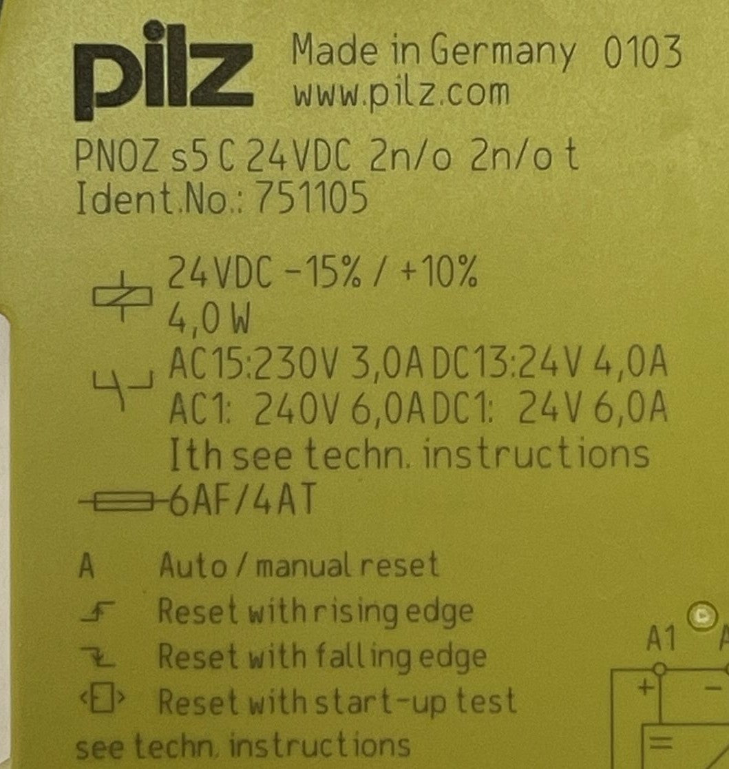 PILZ PNOZ s5 C 24VDC 2n/o 2n/o t SAFETY RELAY 230-240VAC 24VDC