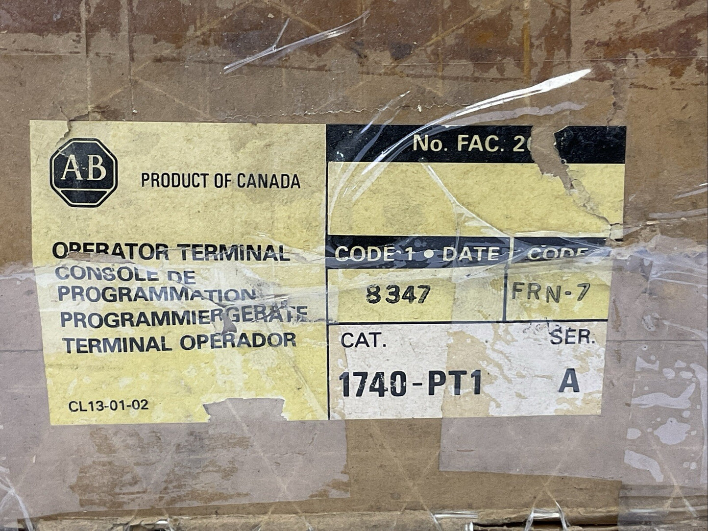ALLEN BRADLEY 1740-PT1 SER A FRN 7 OPERATOR TERMINAL