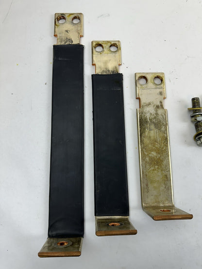 3PC HEAVY DUTY INSULATED COPPER BUSBAR SET L-SHAPED DUAL 2-HOLE TERMINAL W/BOLTS