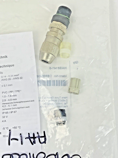 TURCK - HAS8141-0 - CIRCULAR CONNECTOR M12 - BS8146-0 - W/ HARAX RAPID TERMINAT