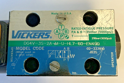 VICKERS DG4V-3S-2A-M-U-HL7-60-EN490 SOLENOID DIRECTION VALVE 3000PSI