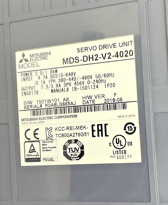 MITSUBISHI MDS-DH2-V2-4020 SERVO DRIVE UNIT 2.0/1.0KW 480V H/WVER.P 240HZ