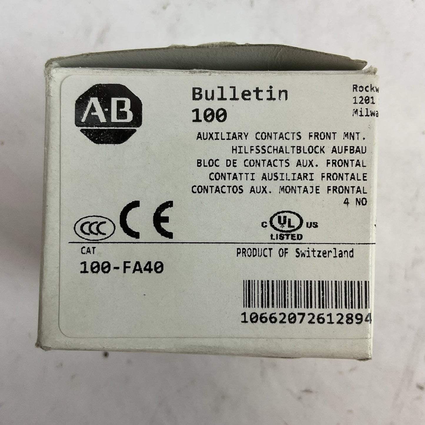 ALLEN BRADLEY 100-FA40 AUXILIARY CONTACT