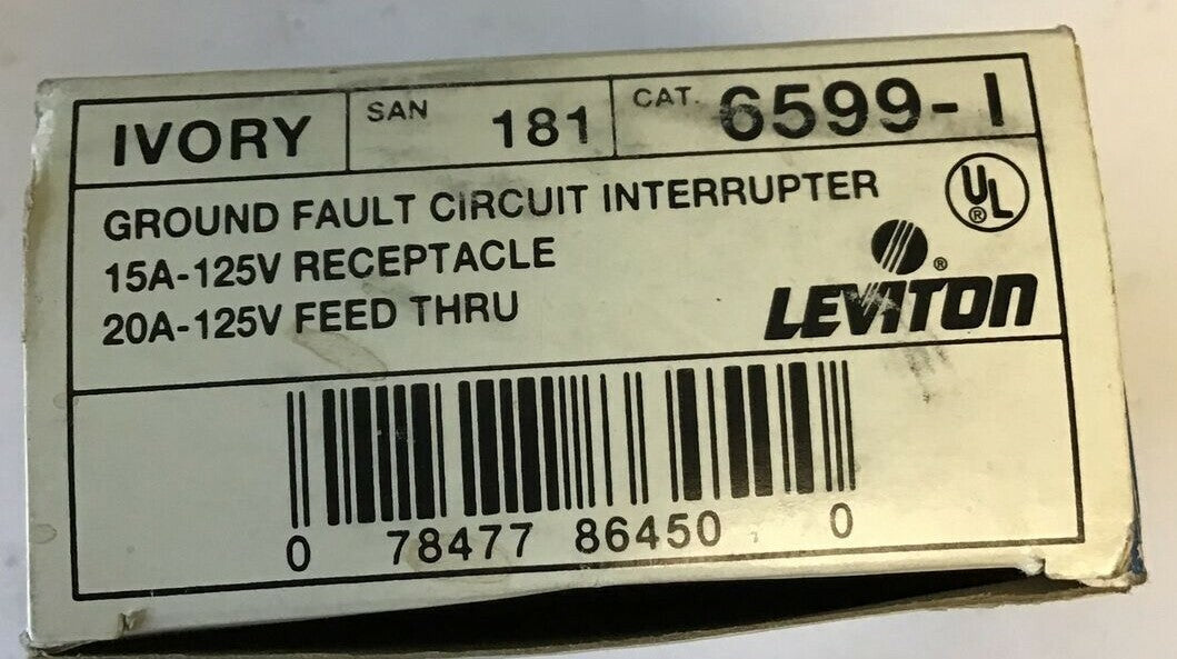 LEVITON 6599-I GROUND FAULT CIRCUIT INTERRUPTER IVORY 20A 125V ***LOTOF3***