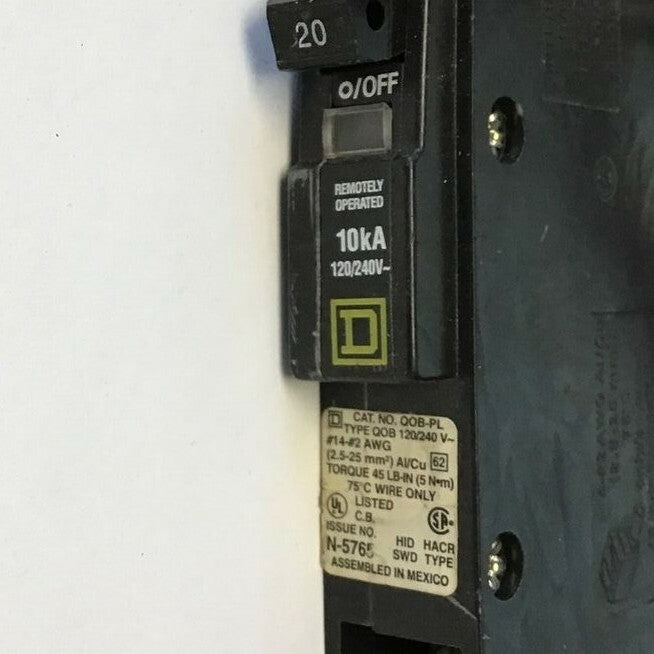SQUARE D QOB120PL5393 CIRCUIT BREAKER 20A 120/240VAC 50/60HZ  1POLE
