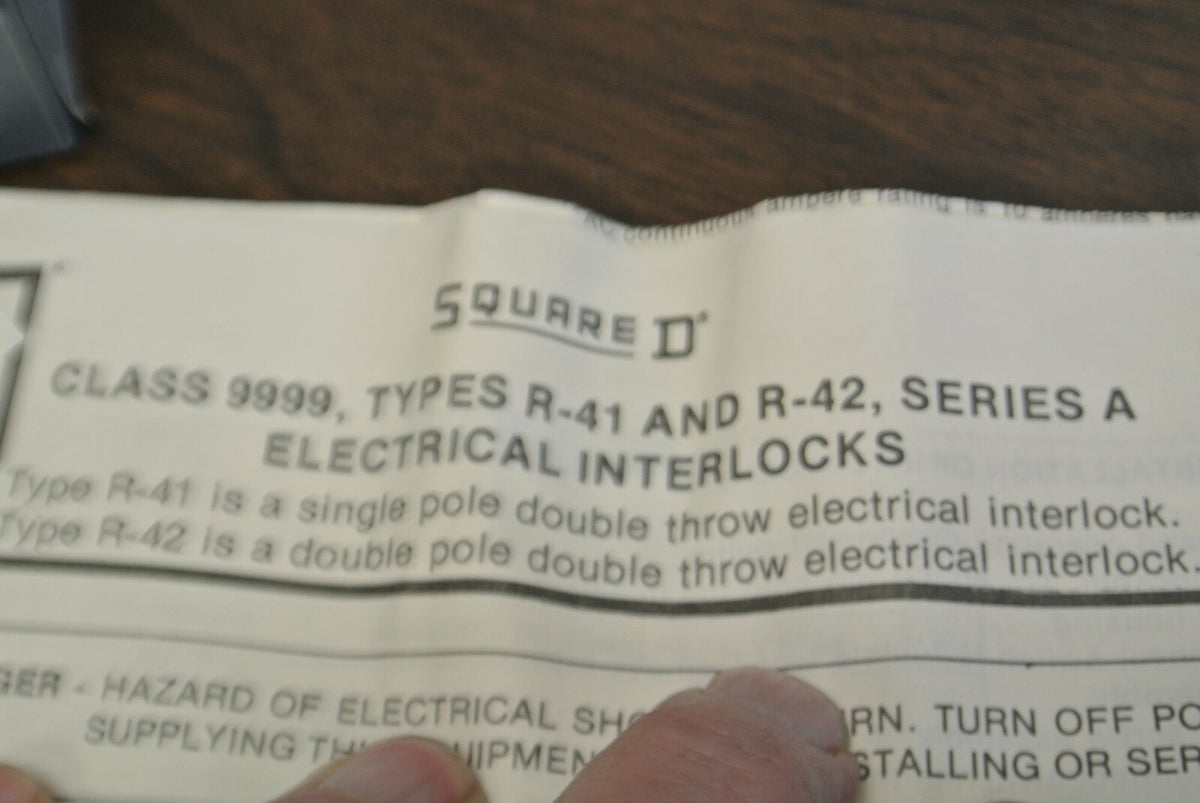 SQUARE D / 9999 R42 / ELECTRICAL INTERLOCK / DPDT / 0-600V / NEW SURPLUS