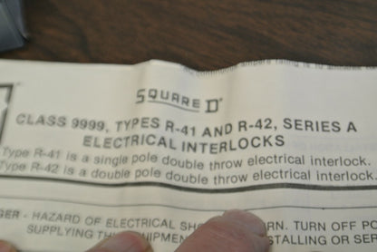SQUARE D / 9999 R42 / ELECTRICAL INTERLOCK / DPDT / 0-600V / NEW SURPLUS