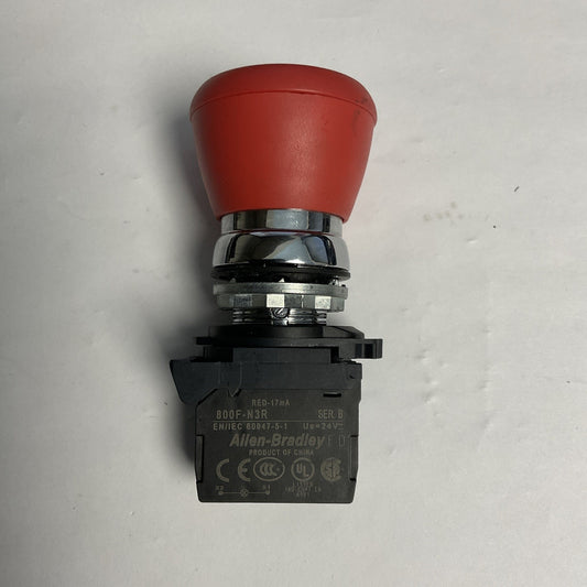 ALLEN-BRADLEY - 800F-N3R SER. B - RED PUSH BUTTON